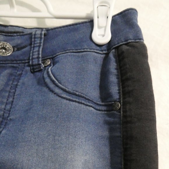 SUKO JEANS | size 4 | Faded Blue Denim With Black Striped Sides - Picture 10 of 16